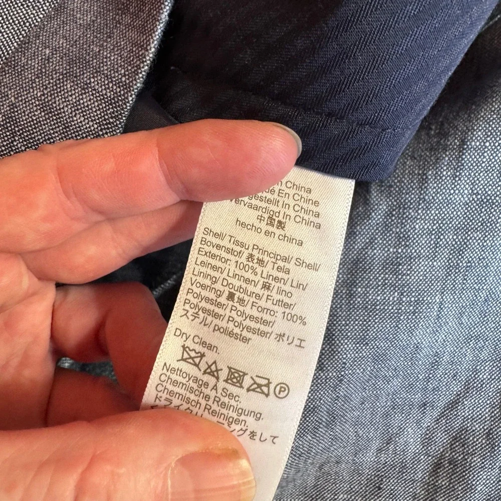 J. Crew Men's Linen Thompson Suit Pants, Straight Slim, Blue, 30x30